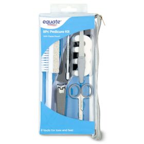 Equate 8-Piece Pedicure Foot Care Set with Zipper Pouch, Silver