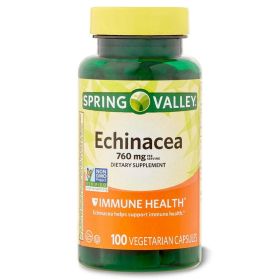 Spring Valley Echinacea Immune Health Dietary Supplement Vegetarian Capsules, 760 mg, 100 Count
