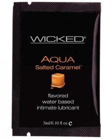 Wicked Sensual Care Collection Aqua Waterbased Lubricant - 3 ml. Packet Salted Caramel