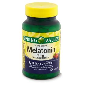 Spring Valley Melatonin Sleep Health Dietary Supplement Tablets, Strawberry, 5 mg, 120 Count