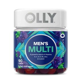 OLLY Mens Multivitamin Gummy, Health & Immune Support, B Vitamin, CoQ10, Blackberry, 90 Count