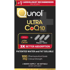 Qunol Ultra CoQ10 Softgels (60 Count) with 3x Better Absorption, Antioxidant for Heart Health, 100mg Natural Supplement Form of Coenzyme Q10