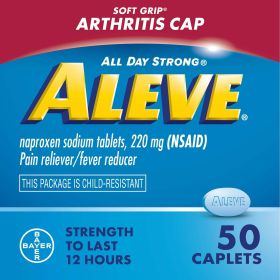 Aleve Caplets Soft Grip Arthritis Cap Naproxen Sodium Pain Reliever, 50 Count
