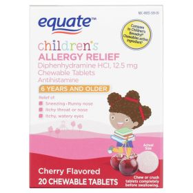 Equate Children's Cherry Allergy Relief Chewable Tablets;  20 Count
