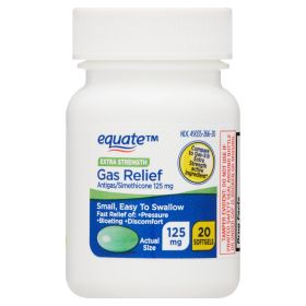 Equate Gas Relief Simethicone Extra Strength Softgels;  125 mg;  20 Count