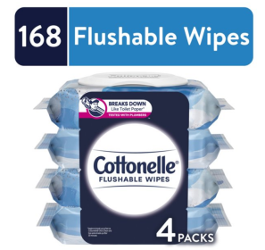 Cottonelle Ultra Fresh Flushable Wet Wipes, 4 Flip-Top Packs (168 Total Flushable Wipes)