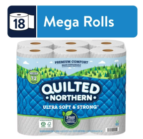 Quilted Northern Ultra Soft & Strong Toilet Paper, 18 Mega Rolls