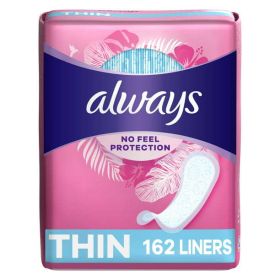 Always Thin No Feel Protection Daily Liners Regular Absorbency Unscented;  162 Ct